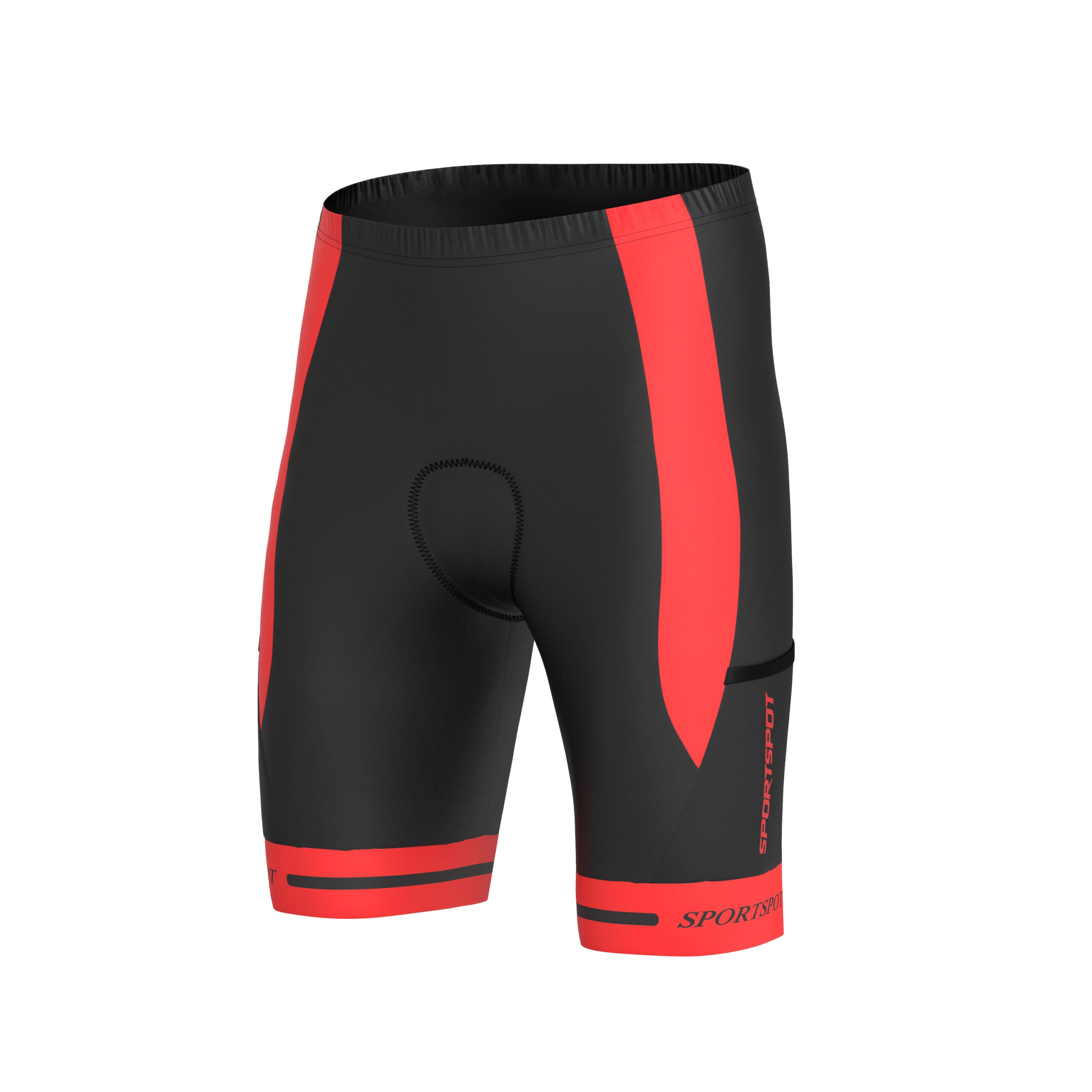 mens black cycling shorts with red accents
