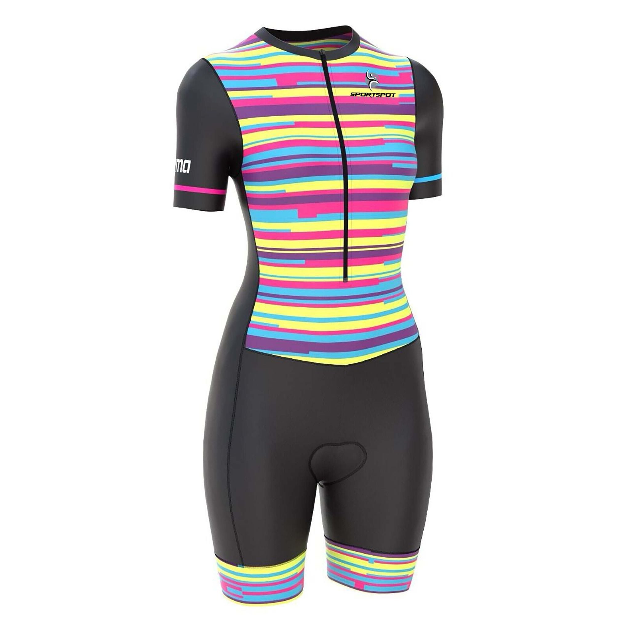 Women's Triathlon Compression Skinsuit for Cycling, Running, and Swimming with Gel Padding