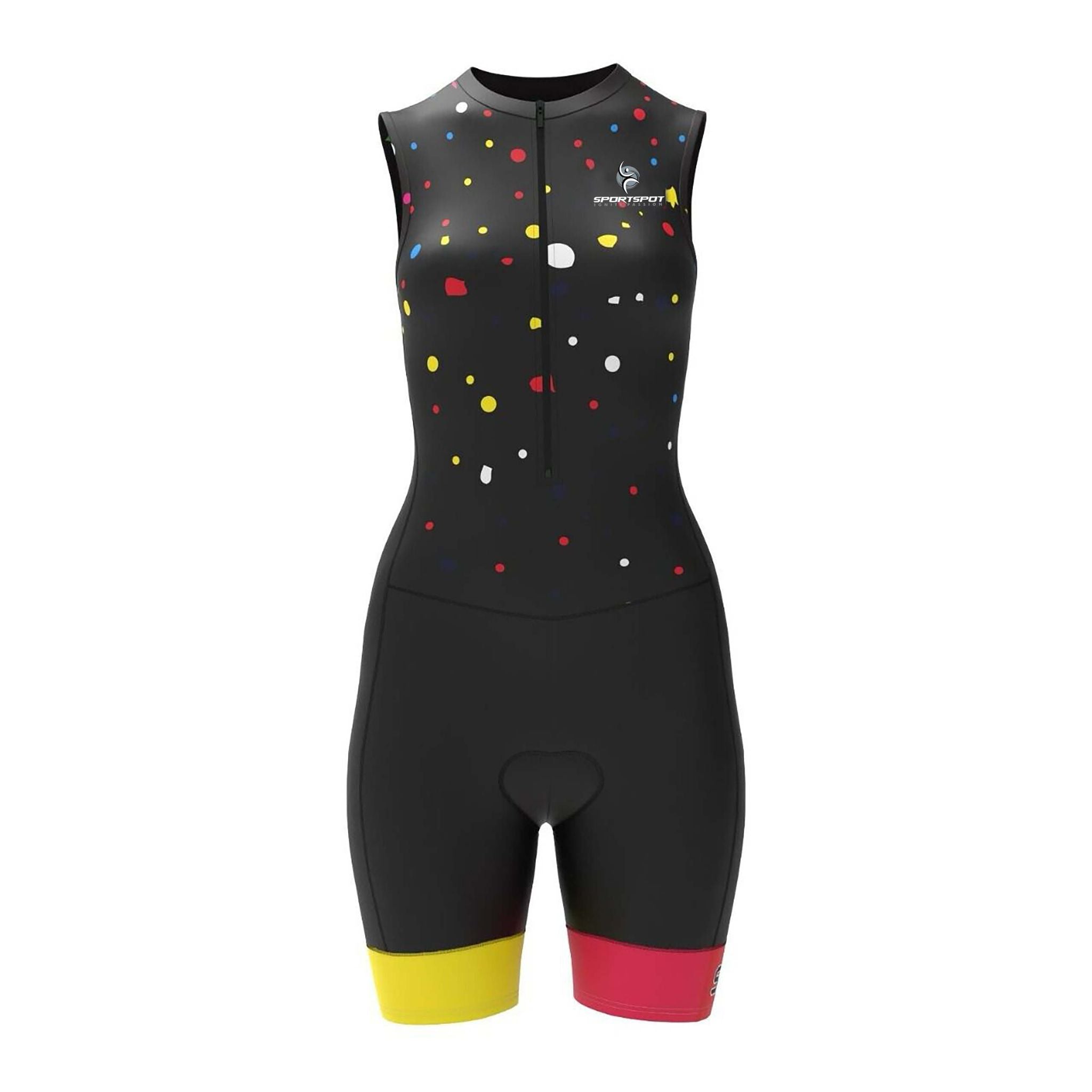 Women's Sleeveless Triathlon Compression Skinsuit for Cycling, Running, and Swimming with Gel Padding
