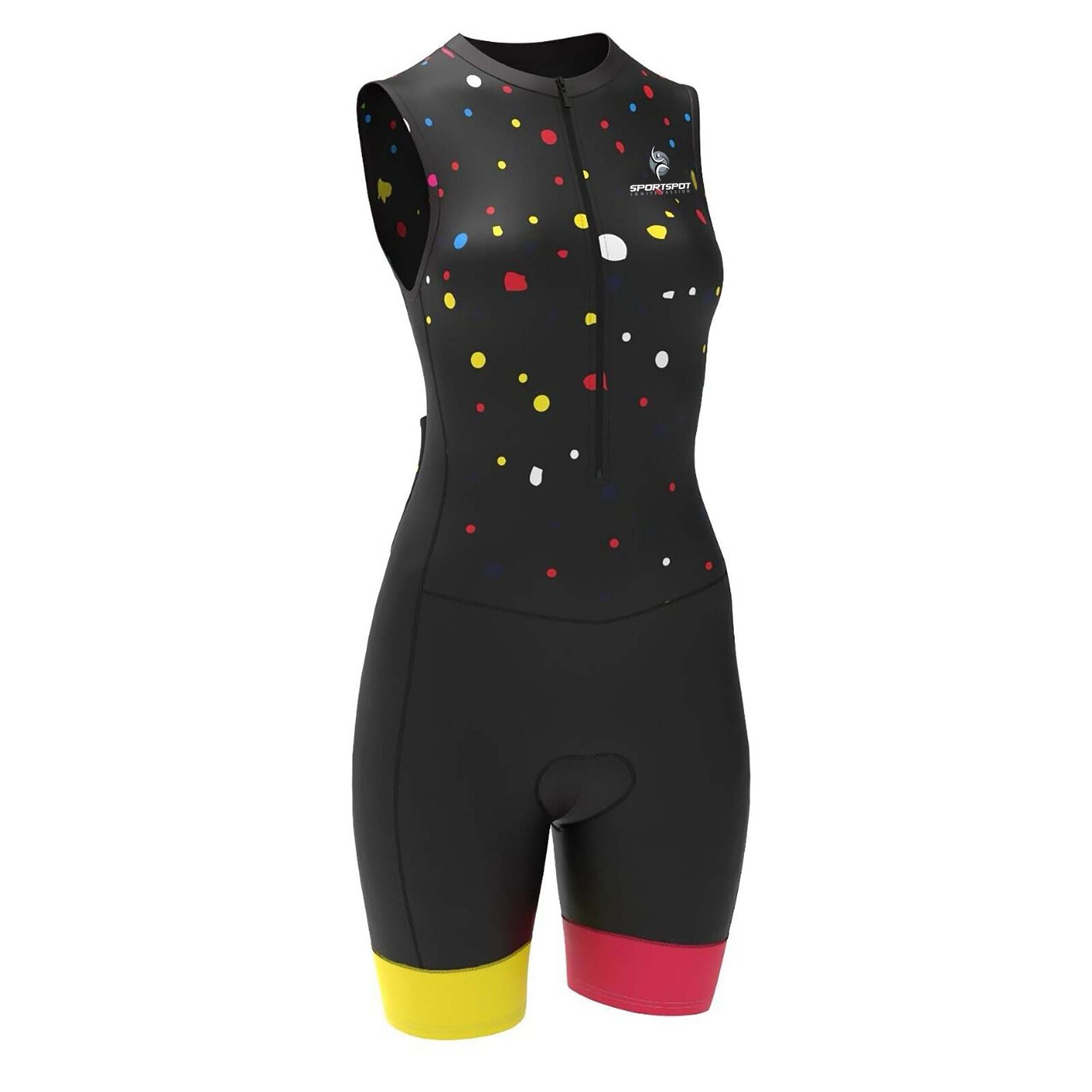 Women's Sleeveless Triathlon Compression Skinsuit for Cycling, Running, and Swimming with Gel Padding