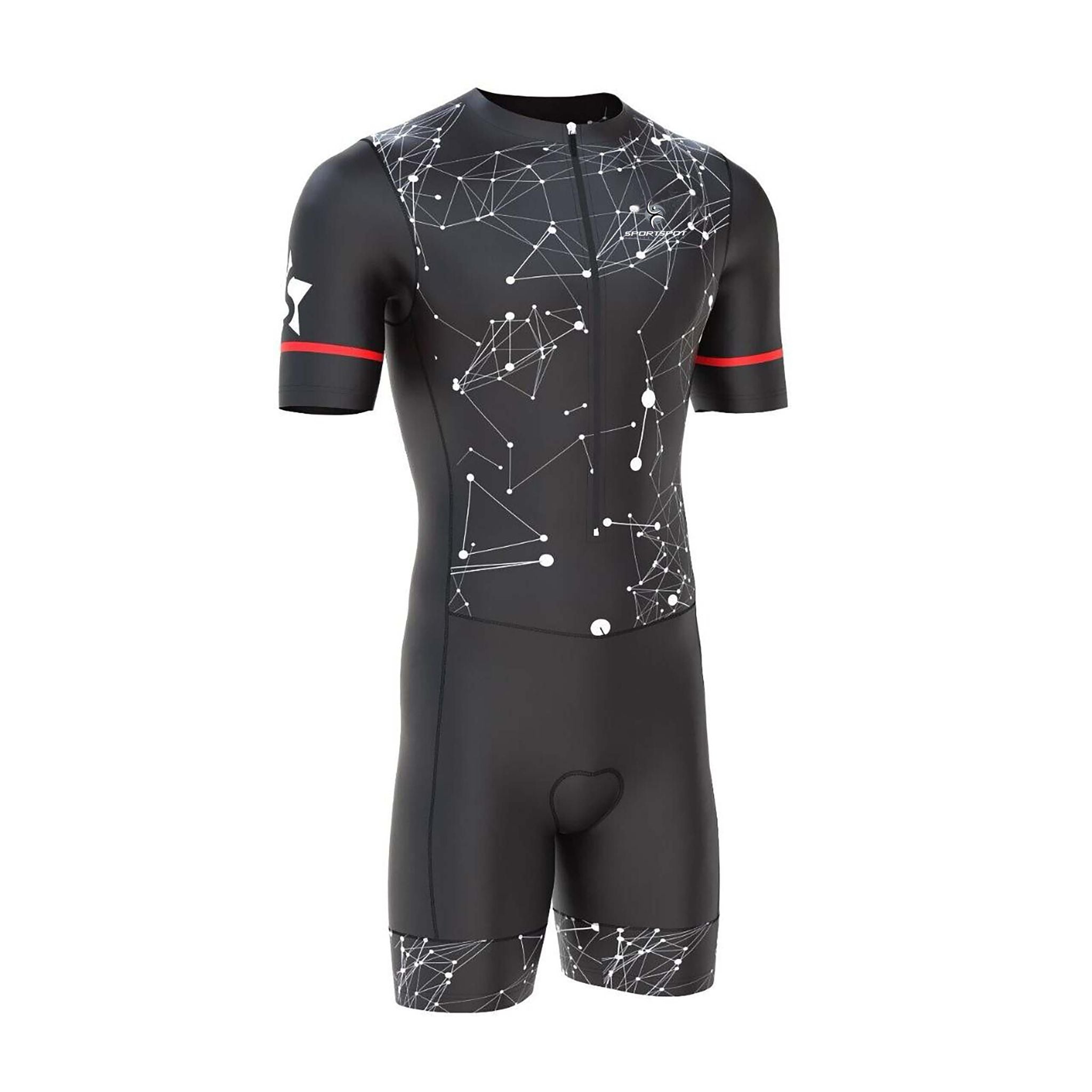 Men's Triathlon Compression Skinsuit for Cycling, Running, and Swimming with Gel Padding