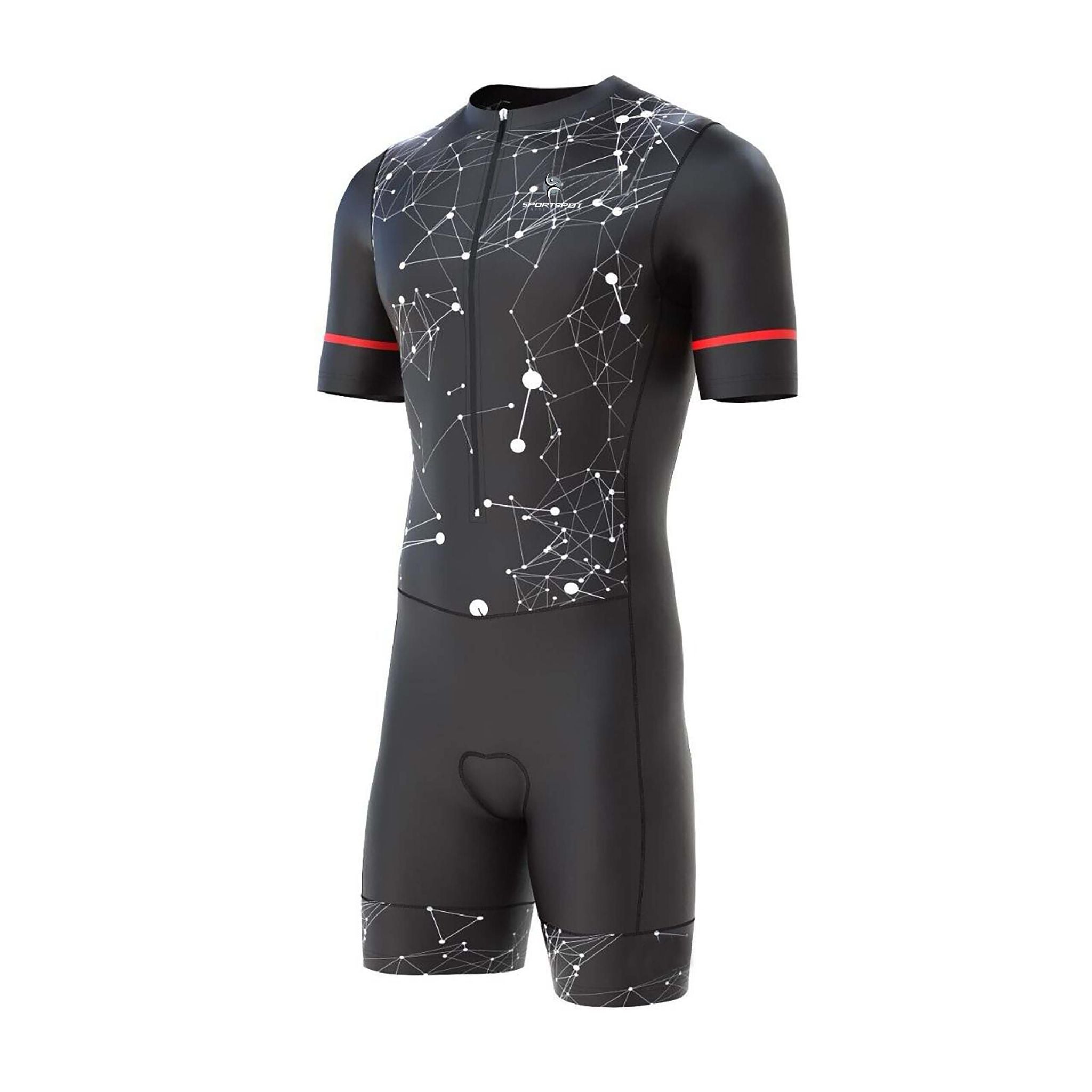 Men's Triathlon Compression Skinsuit for Cycling, Running, and Swimming with Gel Padding