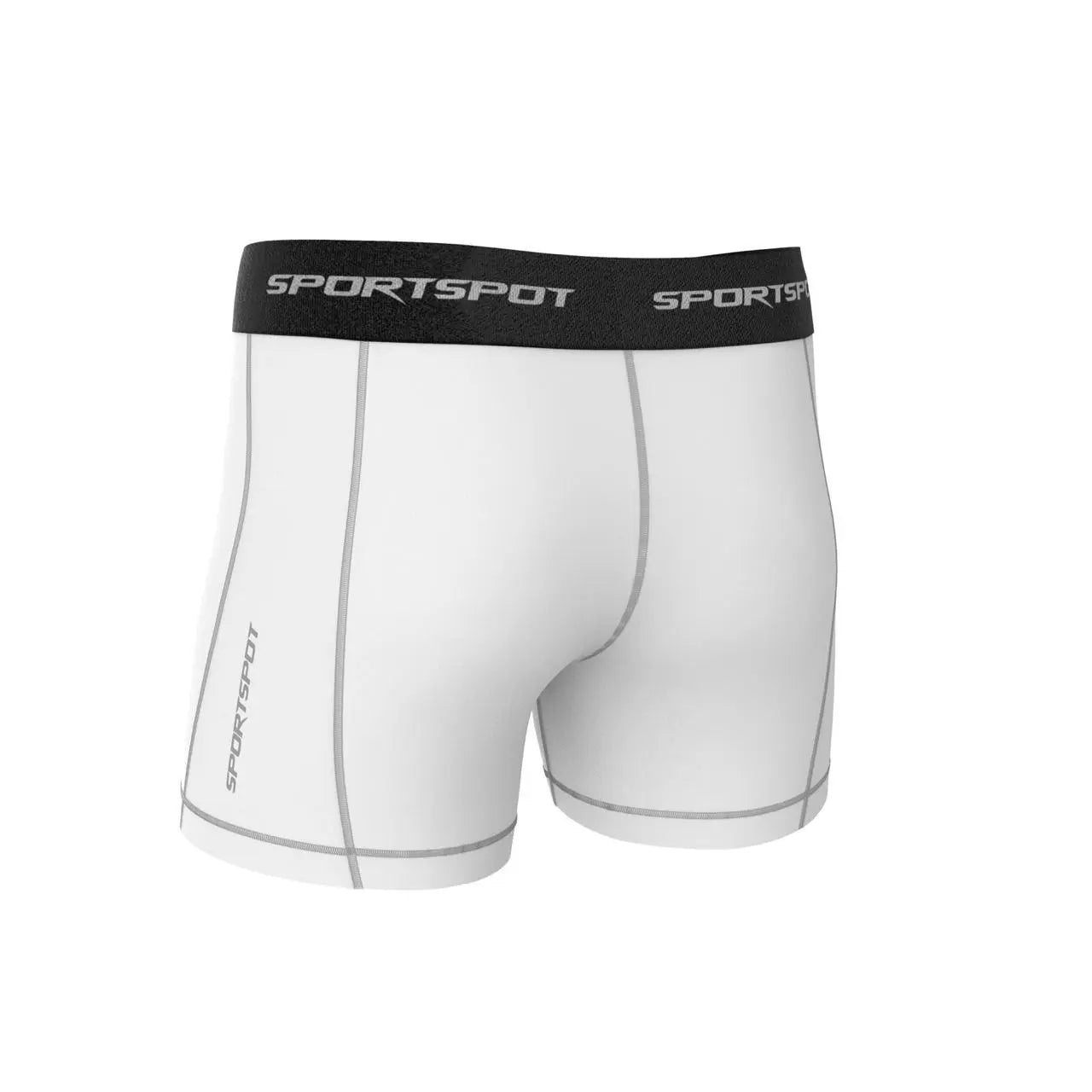 Front view of Sportspot Men’s Mesh Lycra Cycling Boxers in white – lightweight, quick-dry, and flexible for long rides.