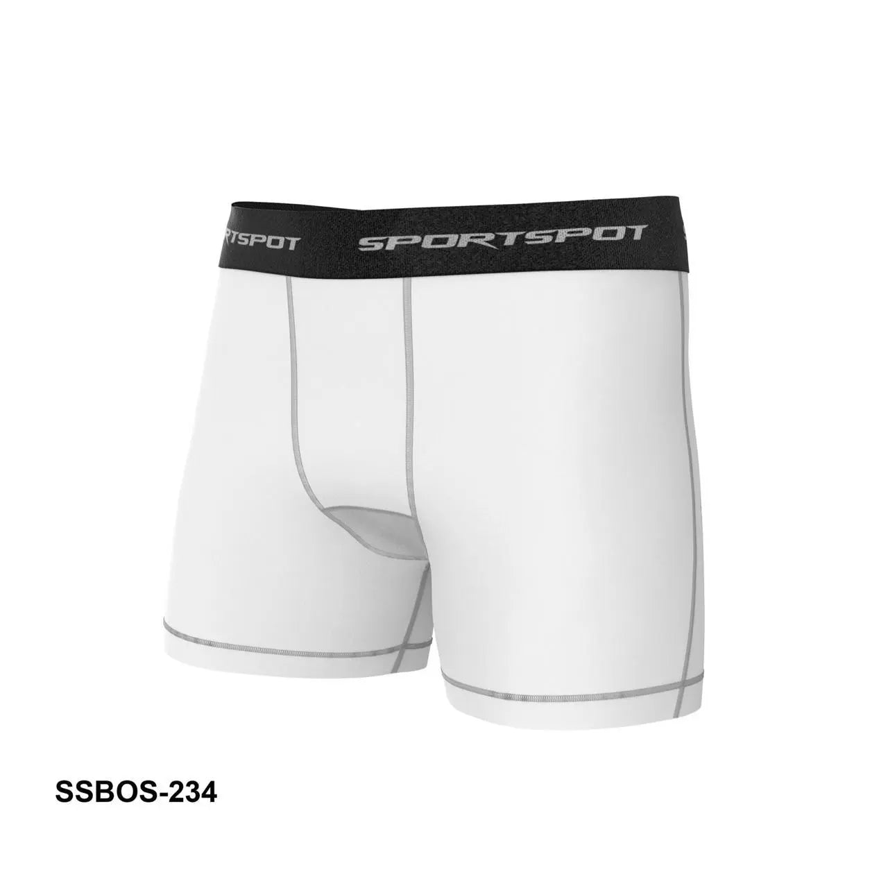 White Men’s Mesh Lycra Cycling Boxers – side view showing 4-way stretch Robex fabric and soft waistband for comfort and mobility.