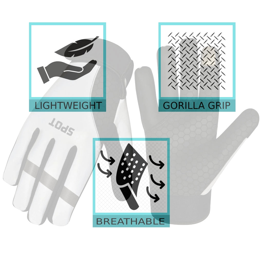 Close-up of Sportspot winter cycling gloves highlighting touchscreen fingertips and thermal fleece lining.