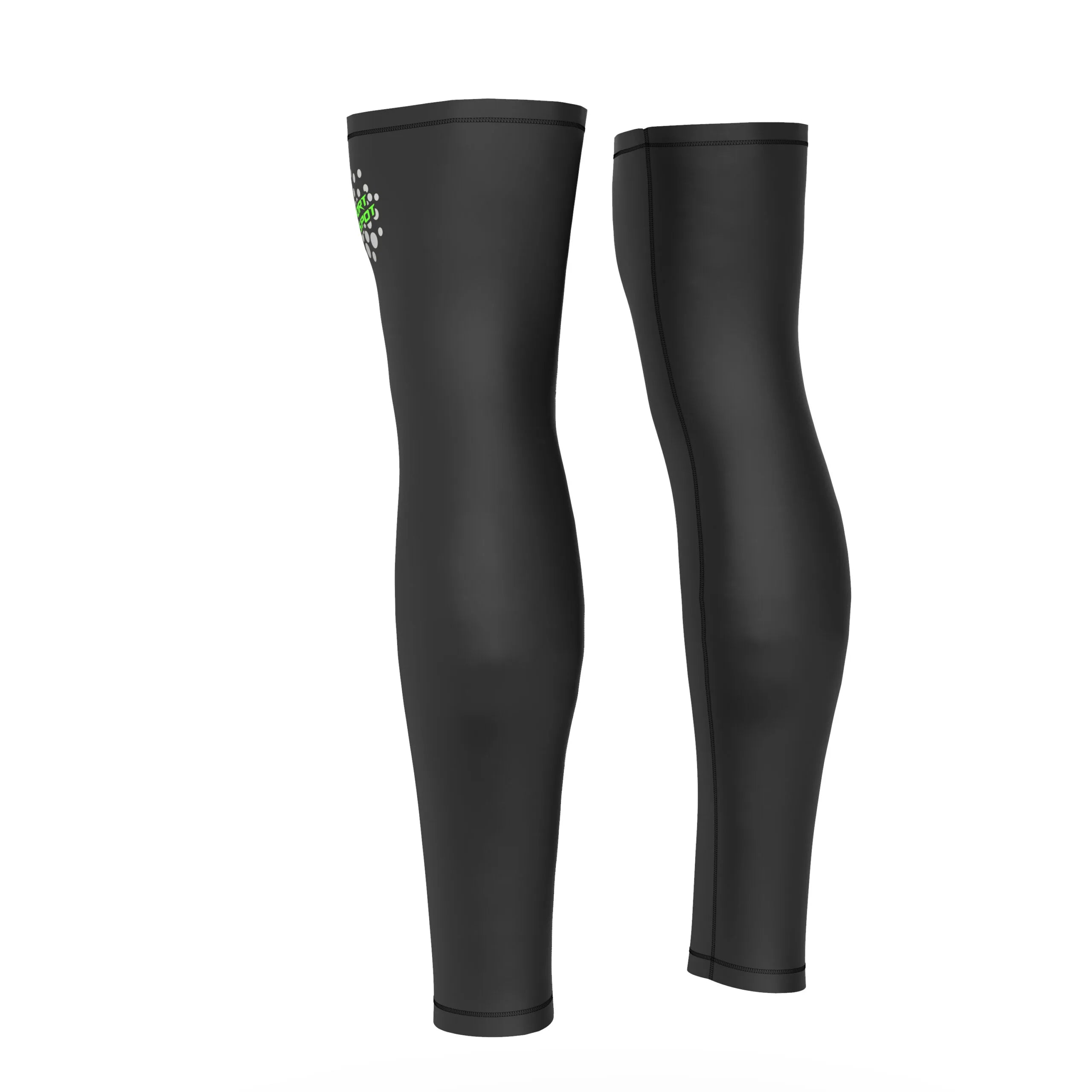 Side view of Sportspot men’s black cycling leg warmers with thermal lining.