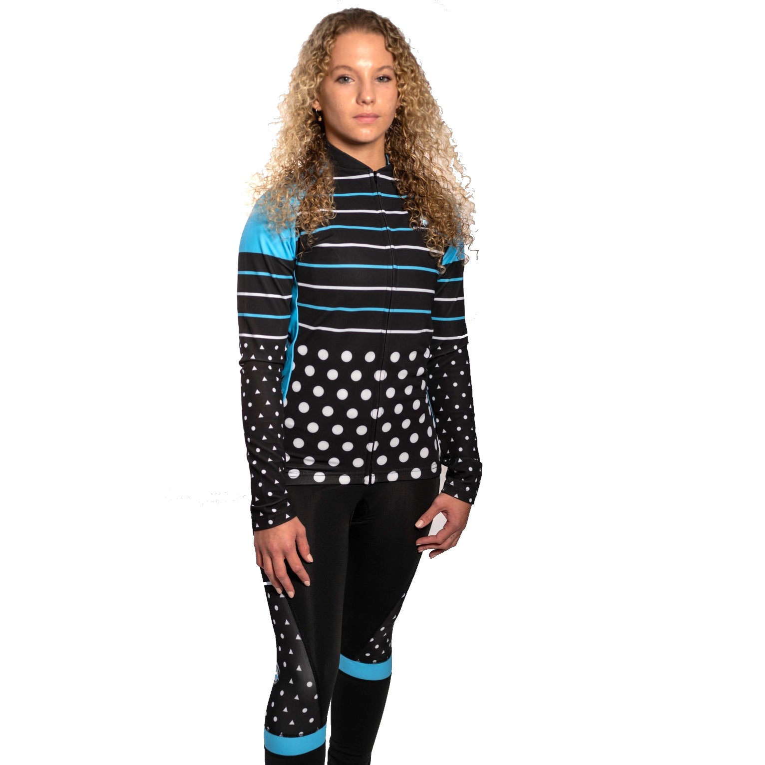 Women’s Aqua Blue Cycling Jersey & Bib Tight Set – Side View, Sportspot