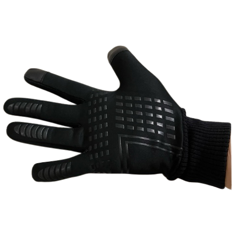 Mountain biker wearing full finger gloves on a muddy trail